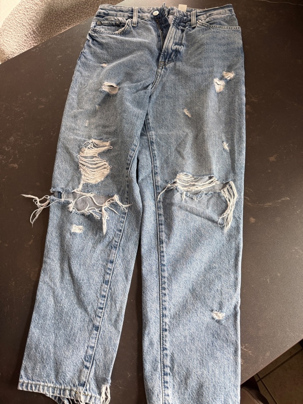 H&M Light Blue Distressed High-Waist Jeans